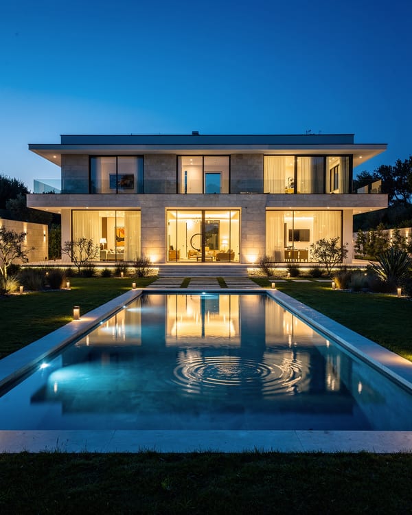 Villa al anochecer