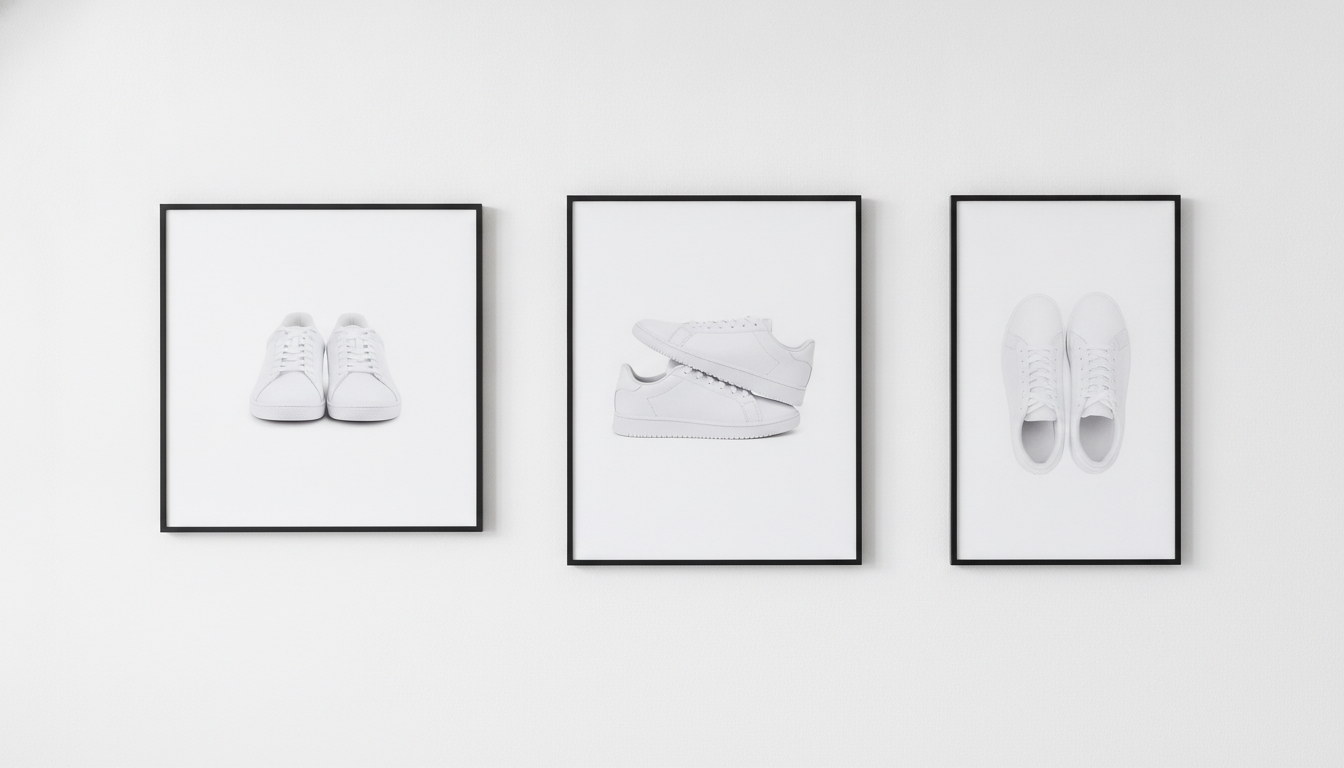 Une même photo de sneakers déclinée en format carré, vertical et story